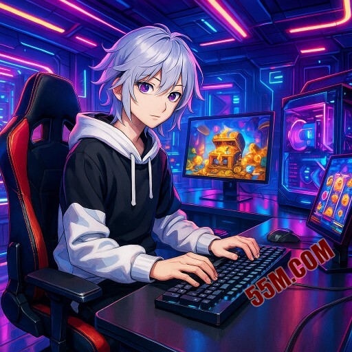 Imagem promocional da 55M mostrando a plataforma e suas vantagens