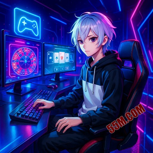 Imagem promocional da 55M mostrando a plataforma e suas vantagens