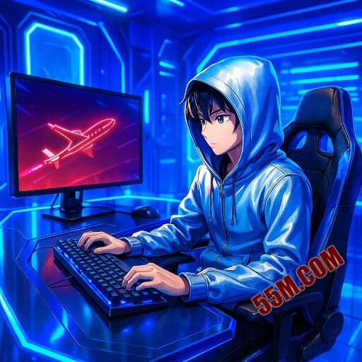 Imagem promocional da 55M mostrando a plataforma e suas vantagens