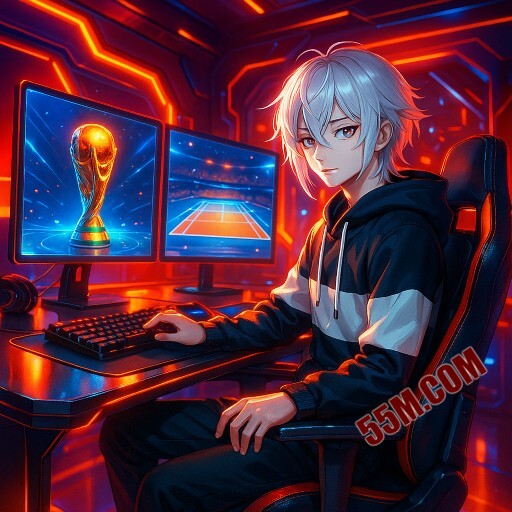 Imagem promocional da 55M mostrando a plataforma e suas vantagens