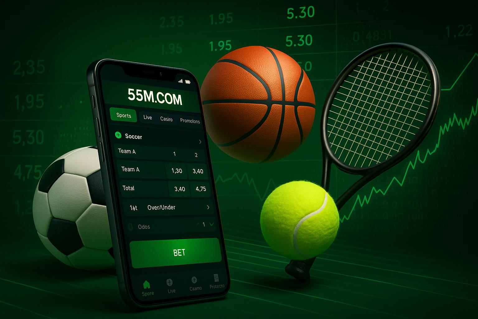 Aposte em apostas esportivas no cassino online 55M.COM