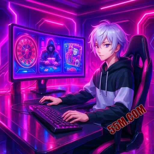 Imagem promocional da 55M mostrando a plataforma e suas vantagens