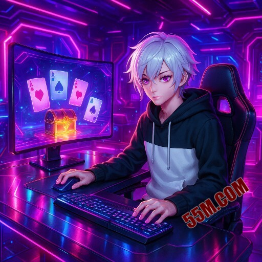 Imagem promocional da 55M mostrando a plataforma e suas vantagens