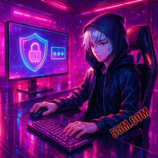 Banner promocional da 55M destacando login rápido e plataforma segura