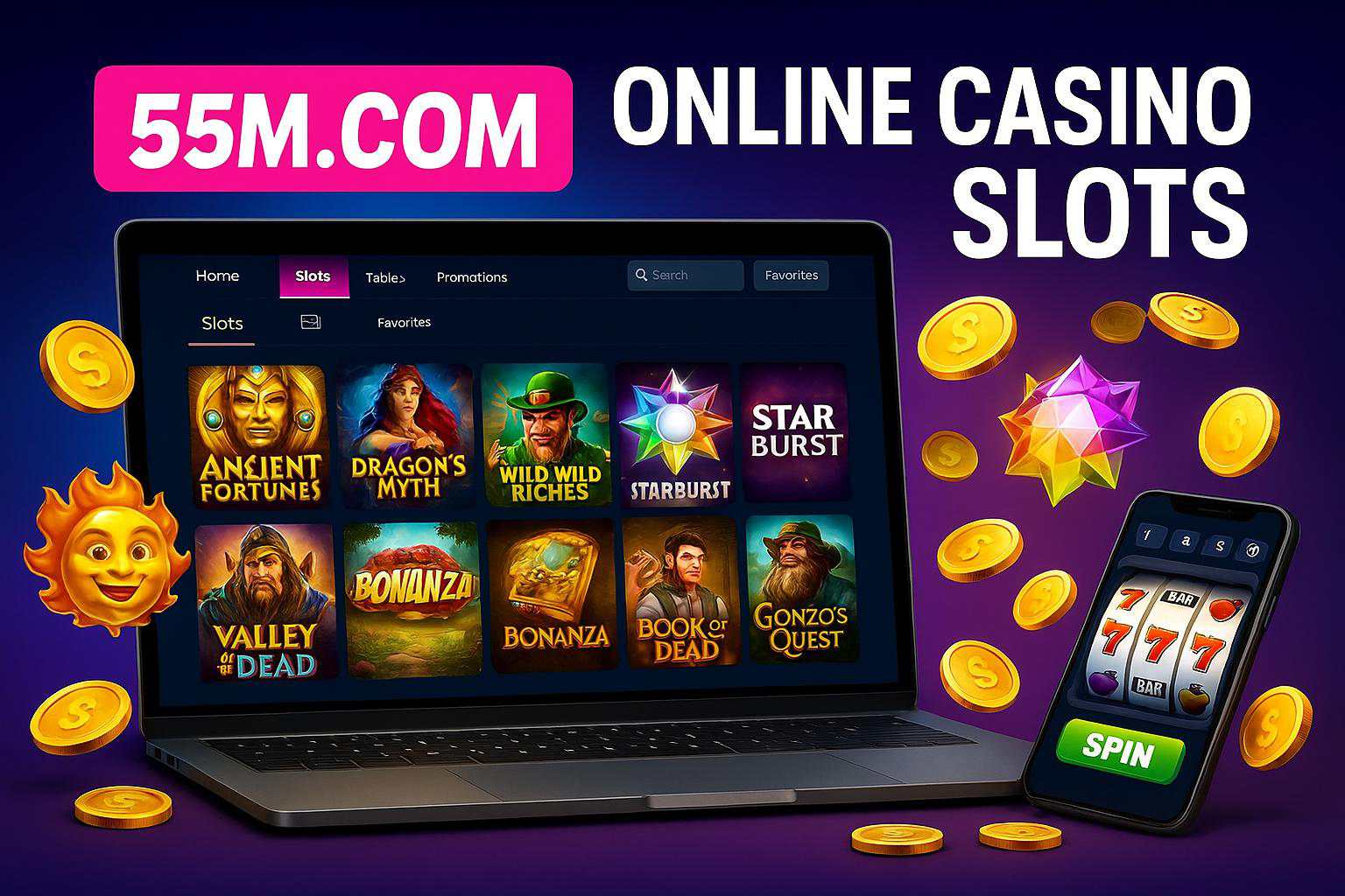 Explore o mundo das slot machines no 55M.COM Casino